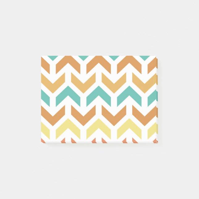 Notas Post-it® Flechas Retro Chevron Naranja Turquesa Dorado (Anverso)