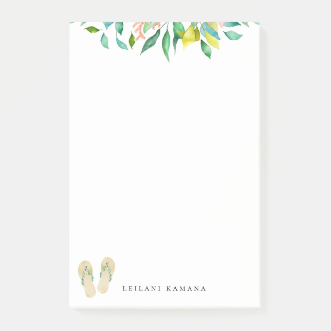 Notas Post-it® Flips-flopes botánicos de la playa (Anverso)