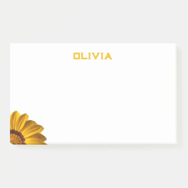 Notas Post-it® Flor amarilla sobre fondo negro (Anverso)