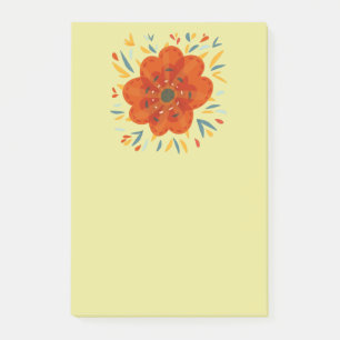 Notas Post-it® Flor anaranjada caprichosa decorativa