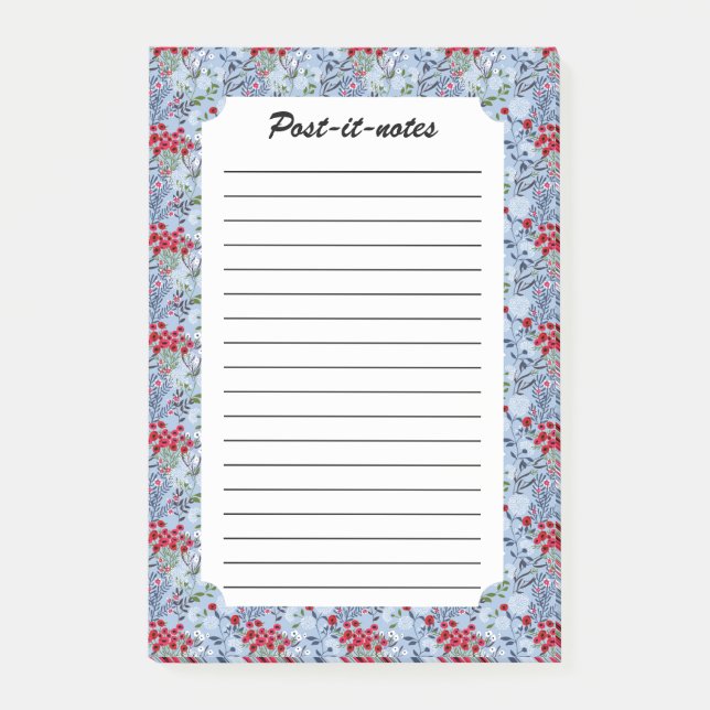 Notas Post-it® Flor blanca azul rosa rojo (Anverso)
