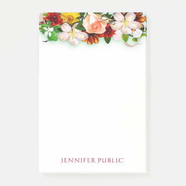 Notas Post-it® Flor Bouquet acuarela Floral Plantilla estilo (Anverso)