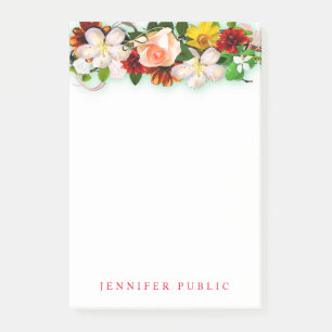 Notas Post-it® Flor Bouquet Colorido Watercolorido Plantilla Flor