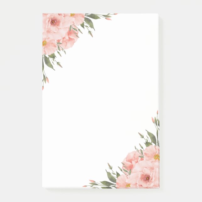 Notas Post-it® Flor de acuarela rosa (Anverso)
