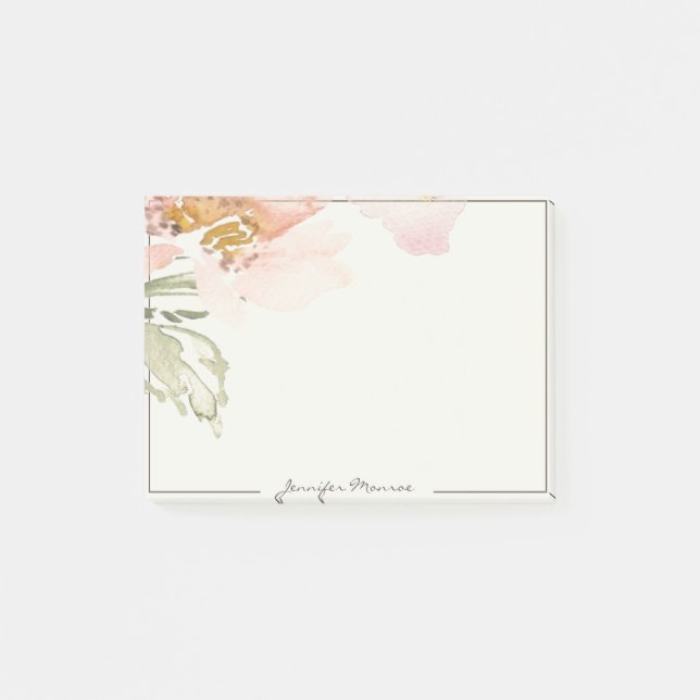 Notas Post-it® Flor de acuarela rosa personalizada (Anverso)