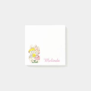Notas Post-it® Flor de conejitos de época personalizada