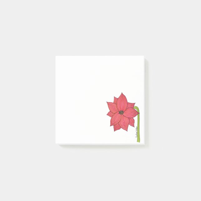 Notas Post-it® Flor de Estrella Roja en Blanco (Anverso)