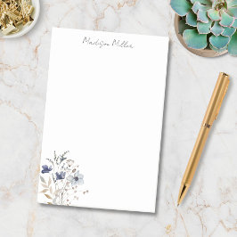 Notas Post-it® Flor de Flor Azul Elegante