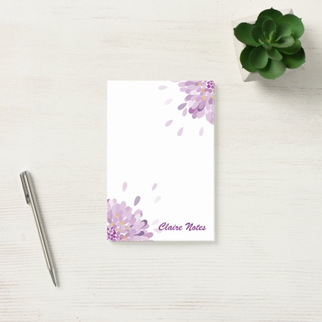 Notas Post-it® Flor de Globo Morado Personalizada (Oficina)
