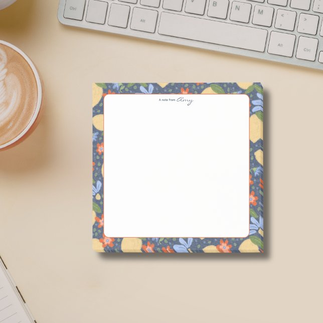 Notas Post-it® Flor de Limón Mediterránea Personalizada (Personalized Lemon Blossom Sticky Notes – Whimsical Mediterranean Floral Stationery)
