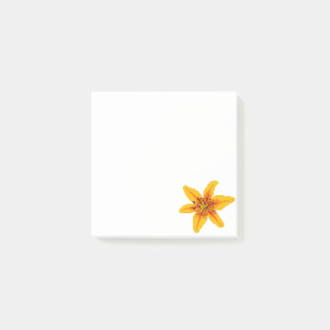 Notas Post-it® Flor de lirio amarilla pixelada (Anverso)