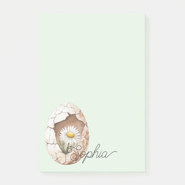 Notas Post-it® Flor de margarita de huevo de menta pálida (Anverso)