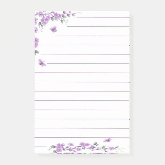 Notas Post-it® Flor de mariposa morada (Anverso)