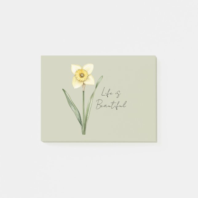 Notas Post-it® Flor de Narciso Amarillo Blanco Verde (Anverso)