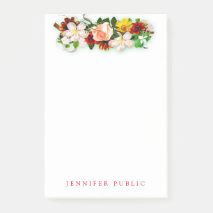 Notas Post-it® Flor de plantilla floral Bouquet Colorido acuarela