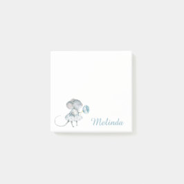 Notas Post-it® Flor de ratón Chica azul personalizada