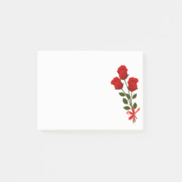 Notas Post-it® Flor de rosas rojas florales - Flores de amor botá