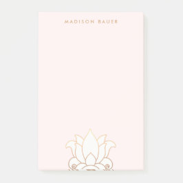 Notas Post-it® Flor elegante de Lotus rosa y dorado