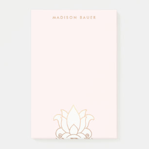 Notas Post-it® Flor elegante de Lotus rosa y dorado