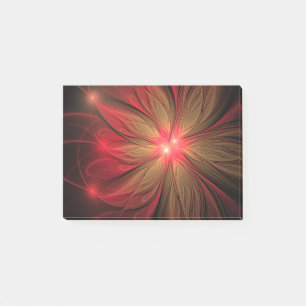 Notas Post-it® Flor fractal de fanatismo rojo