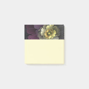 Notas Post-it® Flor fractal gris purpura moderna abstracta