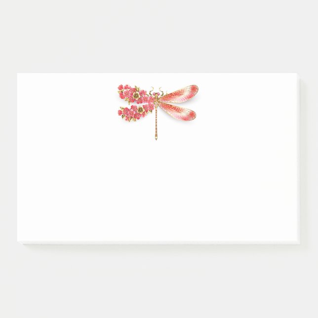 Notas Post-it® Flor libélula con sakura de joyas (Anverso)