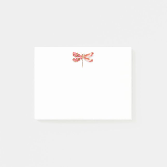 Notas Post-it® Flor libélula con sakura de joyas (Anverso)