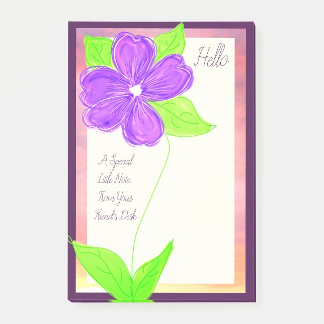 Notas Post-it® Flor morada (Anverso)