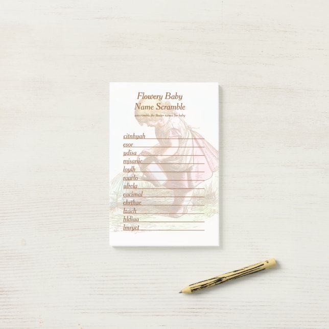 Notas Post-it® Flor Nombre del Bebé Descartar Juego de Palabra Ba (Escritorio)