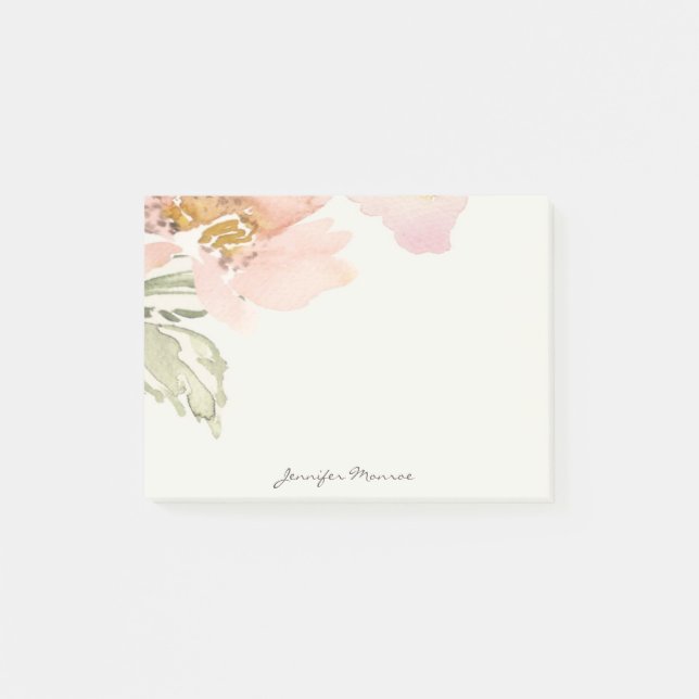 Notas Post-it® Flor personalizada de acuarela rosa (Anverso)