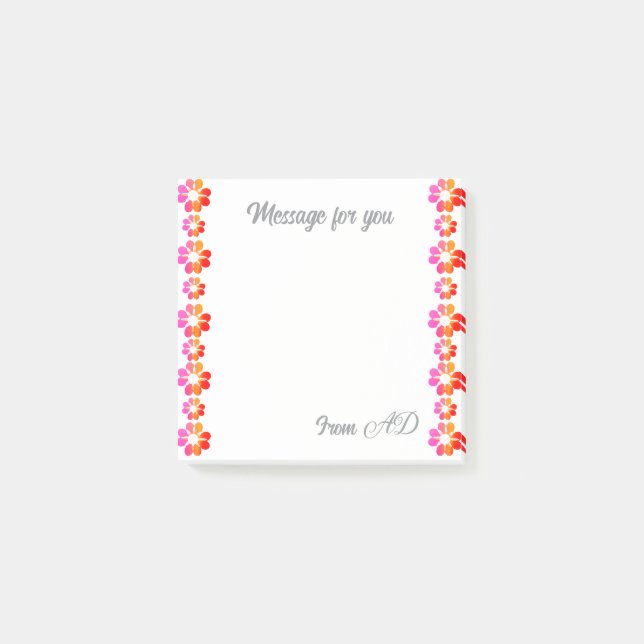 Notas Post-it® Flor roja naranja (Anverso)