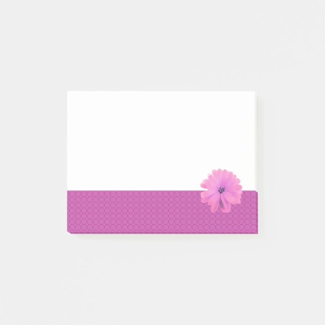 Notas Post-it® Flor Rosa Borde de Círculo Rosa (Anverso)