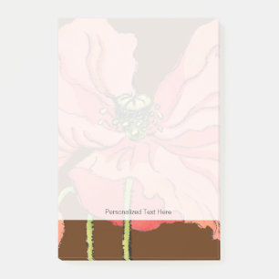 Notas Post-it® Flor rosa grande con fondo rojo profundo
