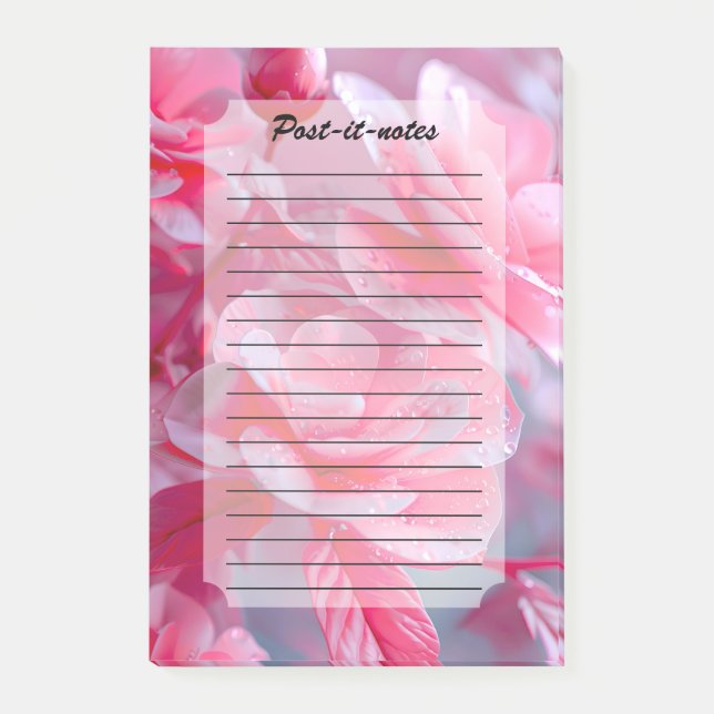 Notas Post-it® Flor rosa Rubor Raindrop (Anverso)