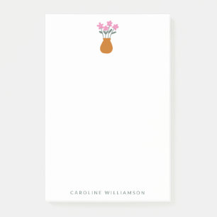 Notas Post-it® Flor rosa simple en grano personalizada