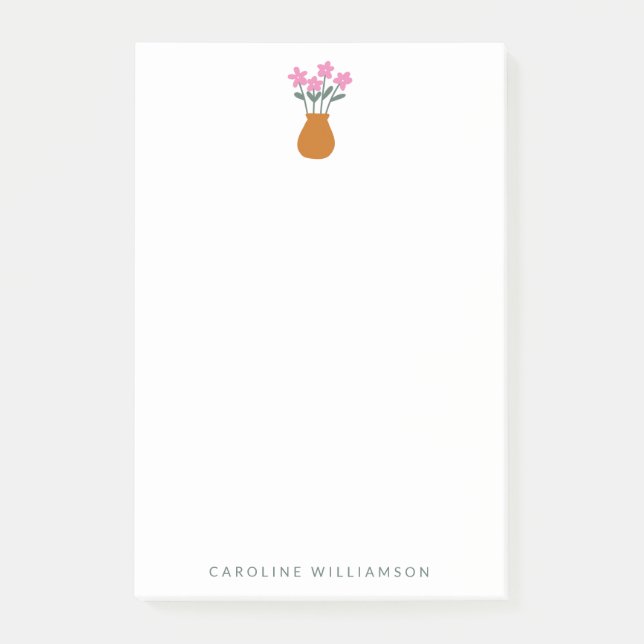 Notas Post-it® Flor rosa simple en grano personalizada (Anverso)