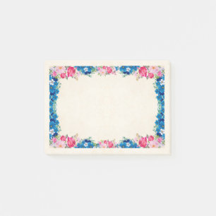 Notas Post-it® Flor rosa y azul