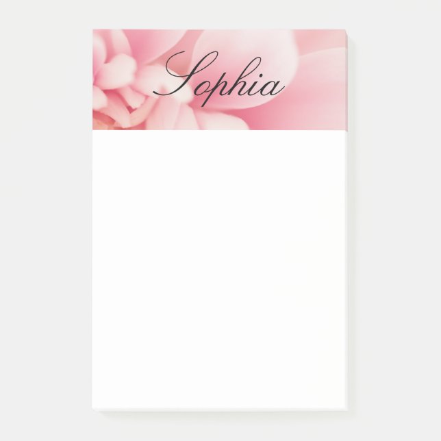 Notas Post-it® Flor rosa y guión negro (Anverso)