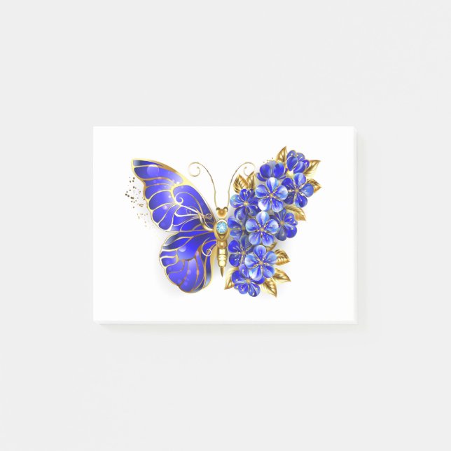 Notas Post-it® Flor Sapphire Mariposa (Anverso)