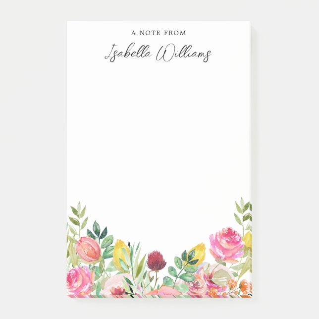 Notas Post-it® Flor silvestre rosa y amarilla personalizada (Anverso)