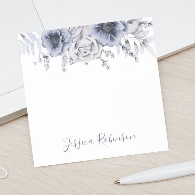 Notas Post-it® Flora azul acuarela personalizada (Subido por el creador)