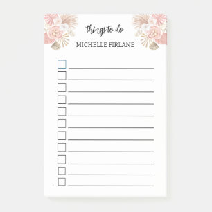 Notas Post-it® Floraciones rosas de Boho personalizadas