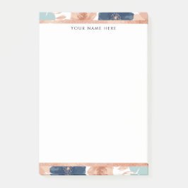 Notas Post-it® Floral abstracto con borde de oro rosa