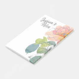 Notas Post-it® Floral Acuarela Coral y Rosa
