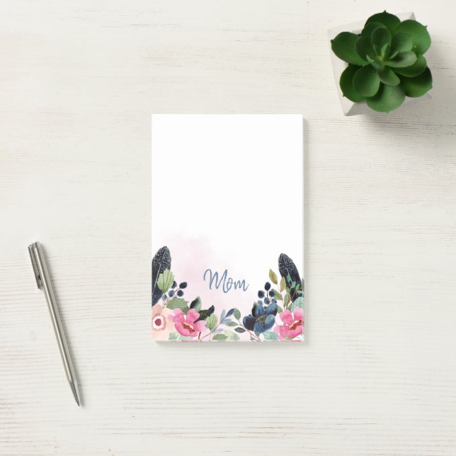 Notas Post-it® Floral acuarela personalizada (Oficina)
