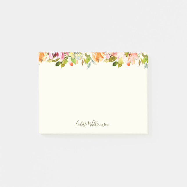 Notas Post-it® Floral acuarela Rustic Country Art Personalizado (Anverso)
