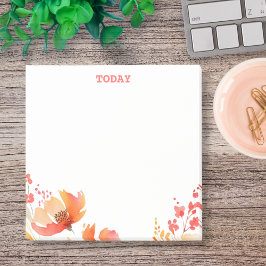 Notas Post-it® Floral Acuarela Simple con Texto Personalizado