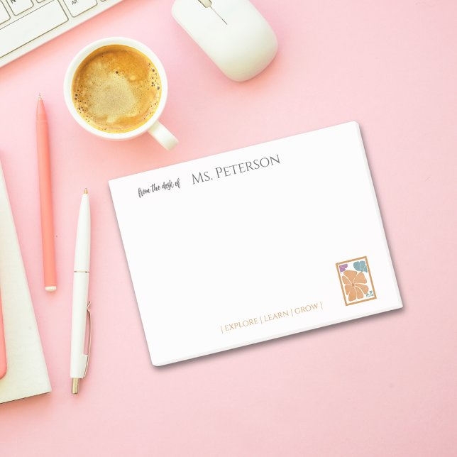 Notas Post-it® Floral acuática de la mesa del profesor (Subido por el creador)