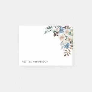 Notas Post-it® Floral azul y blanco