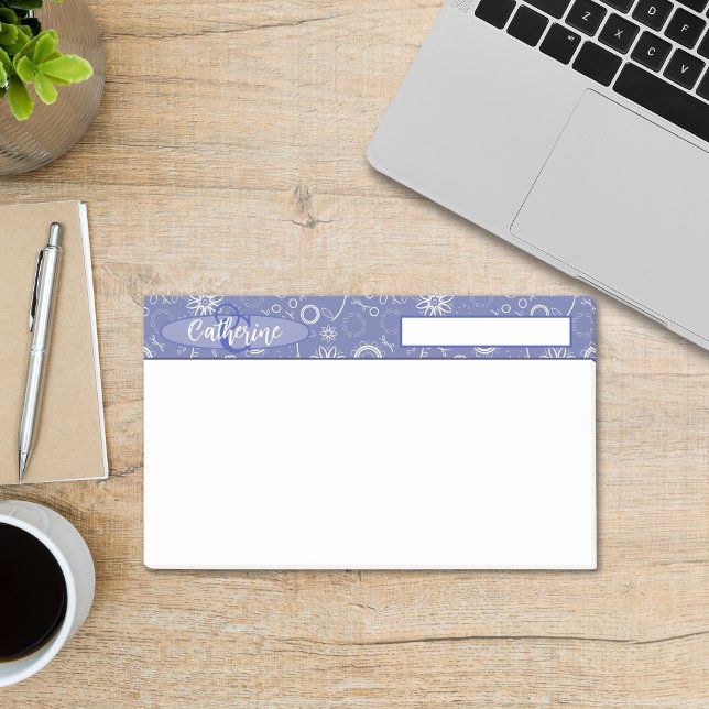 Notas Post-it® Floral blanca y azul elegante de inspiración vinta (Vintage Inspired Blue and White Floral Personalised Post-It Notes.)